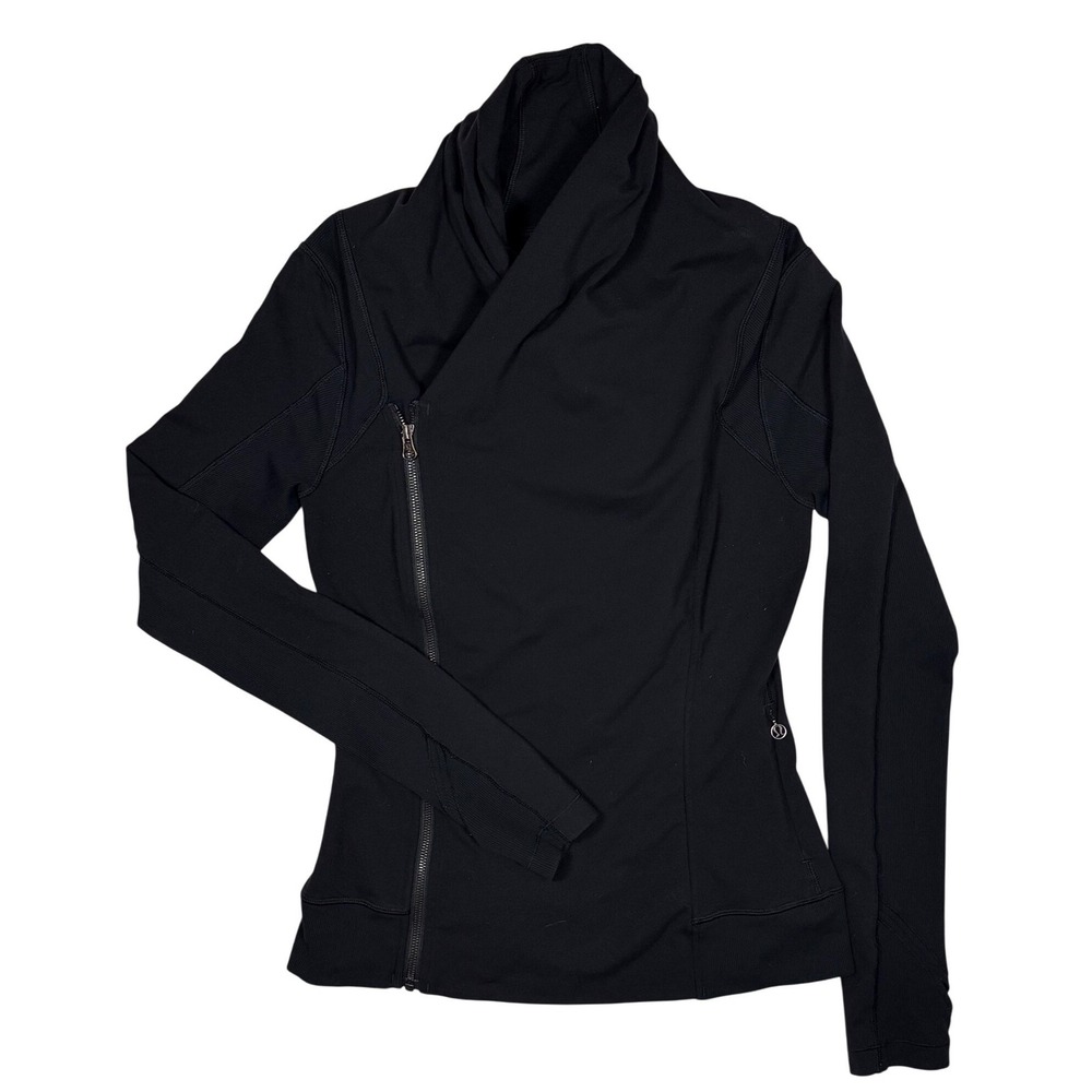 LULULEMON Women's Bhakti Yoga Jacket Asymmetrical Full-zip Front Draped Black 10